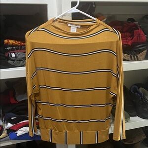 Mustard Striped Long Sleeve Top
